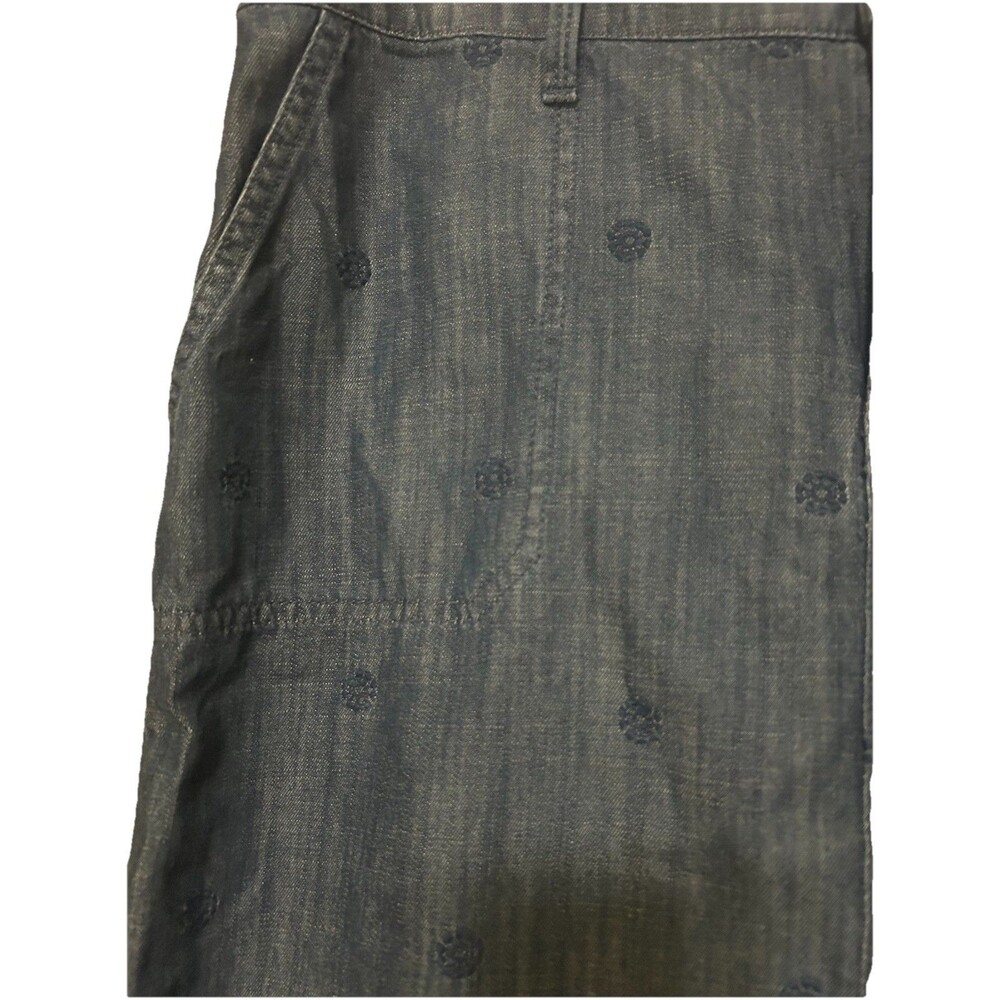 Talbots Chambray Skirt Embroidered Daisies Sz 8 Preppy Vacation Office Versatile - Picture 8 of 10